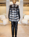 GILET DE RENARD SANS COL, POCHES LATERALES