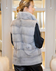 GILET VISON COL DROIT, CORDON DE SERRAGE INTERIEUR A LA TAILLE